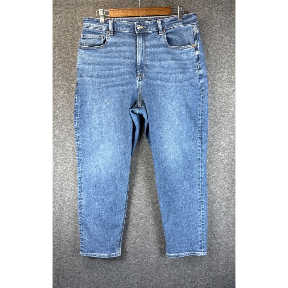 American Eagle Mom Jean Womens 12 Short Blue High Rise Stretch Tapered Academia